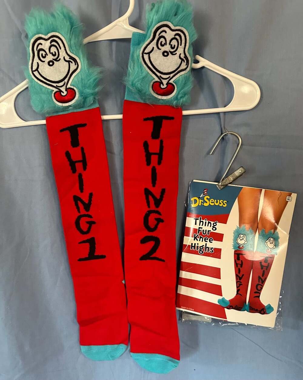 Dr. Seuss Thing Fur Knee Highs Socks, Adult Size